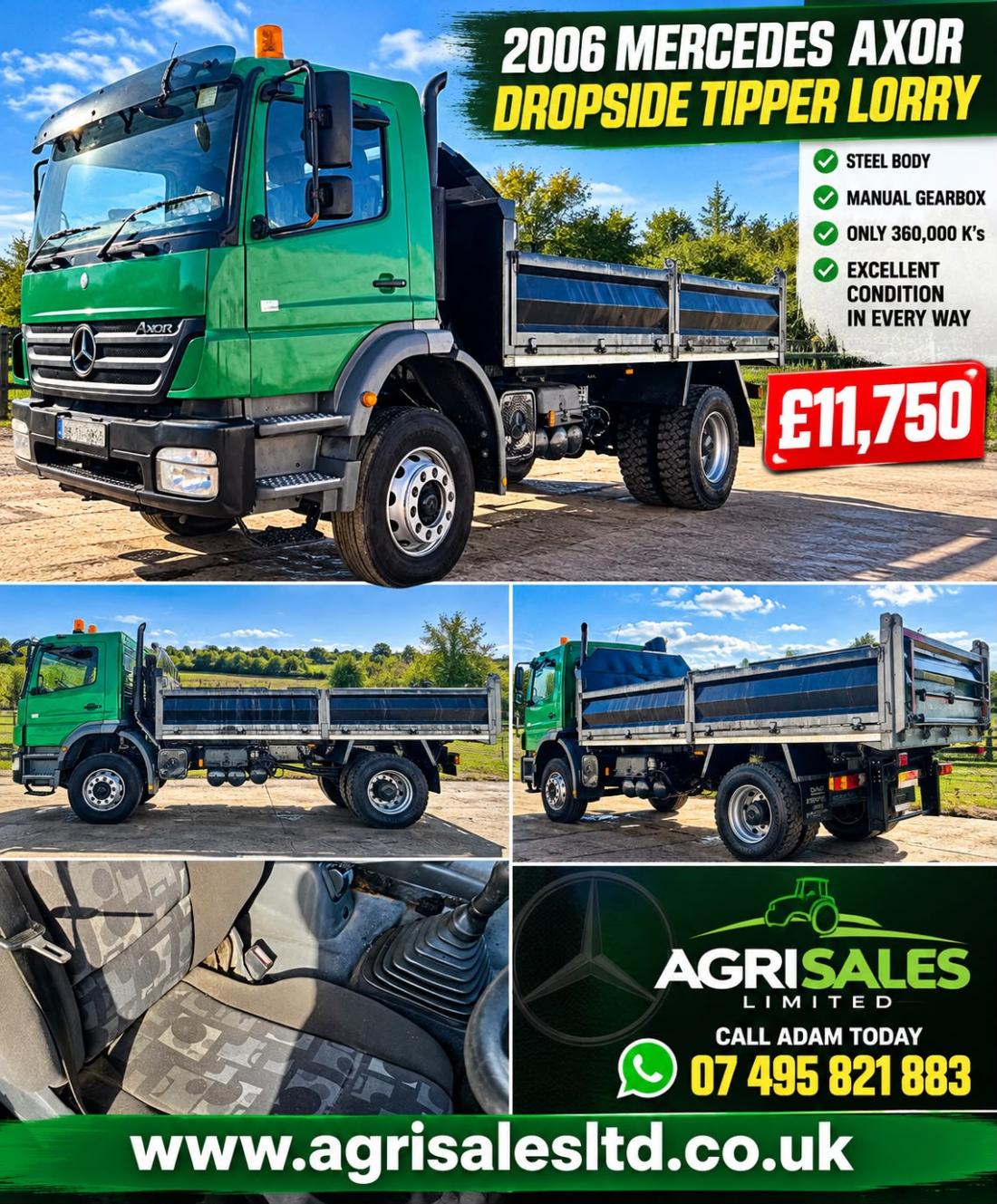 MERCEDES AXOR DROPSIDE TIPPER LORRY*YEAR 2006*ONLY 360,000K'S