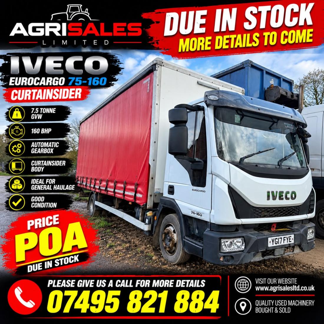 IVECO EUROCARGO 75-160 CURTAIN SIDER LORRY