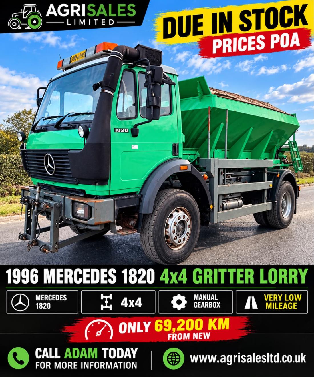 MERCEDES 1820 4X4 GRITTER LORRY*ONLY 69,200 KM*