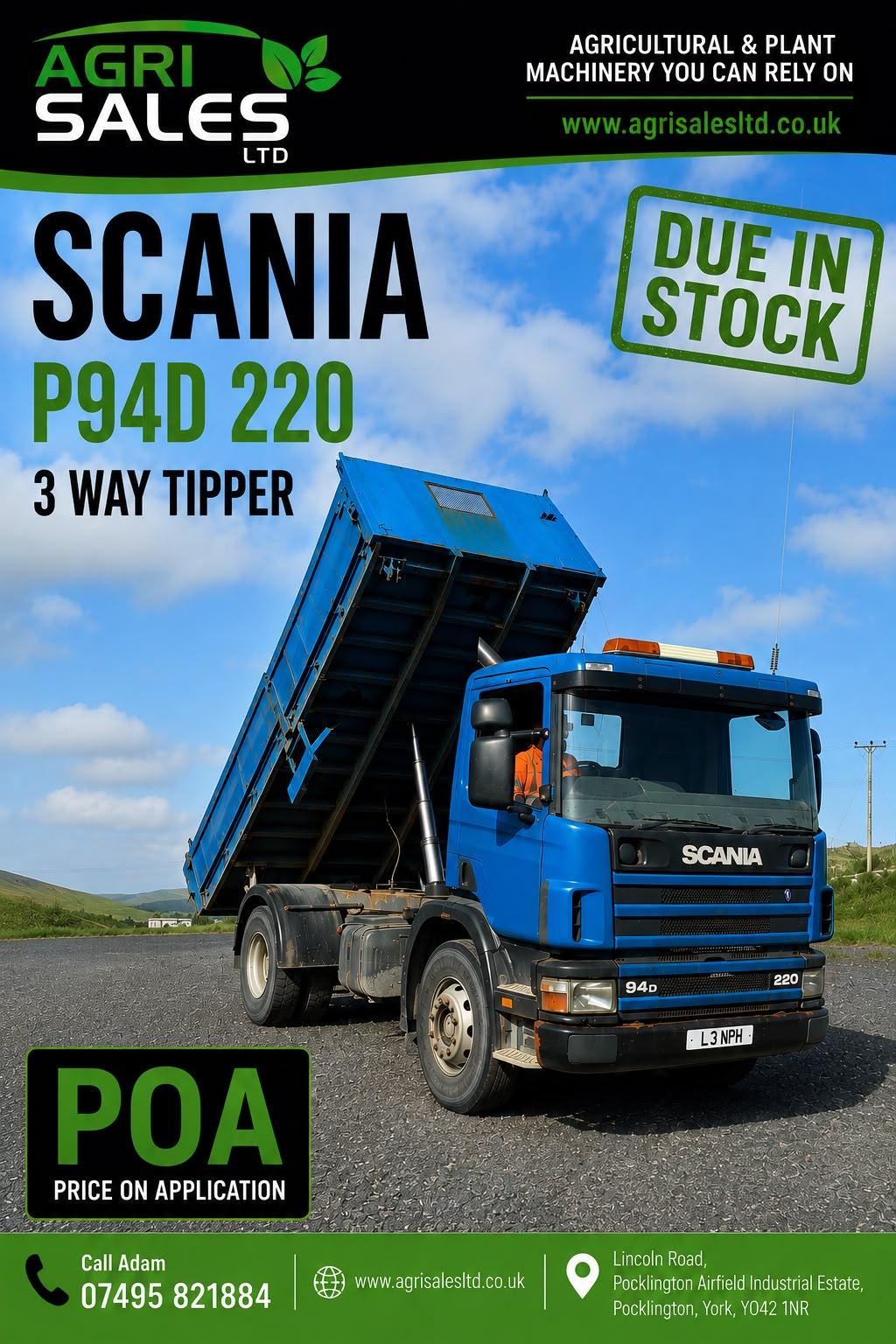 SCANIA P94D 220 3 WAY TIPPER 