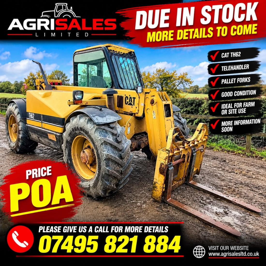 CATERPILLAR TH62 TELEHANDLER*C/W PALLET TINES*