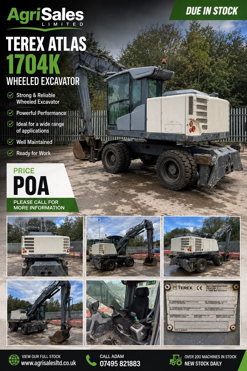 TEREX ATLAS 1704K WHEELED EXCAVATOR*C/W BUCKET*YEAR 2018*