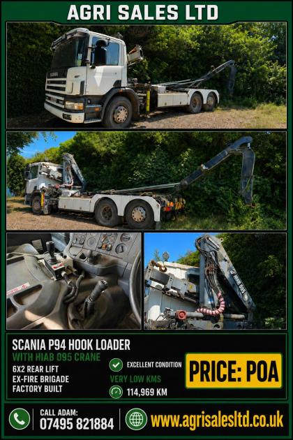 SCANIA P94 HOOK LOADER*C/W HIAB 095 CRANE*