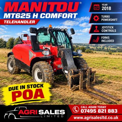 MANITOU MT625H COMFORT TELEHANDLER*C/W PALLET TINES*YEAR 2018*