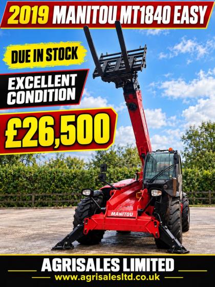 MANITOU MT1840 TELEHANDLER*YEAR 2019*C/W PALLET TINES*