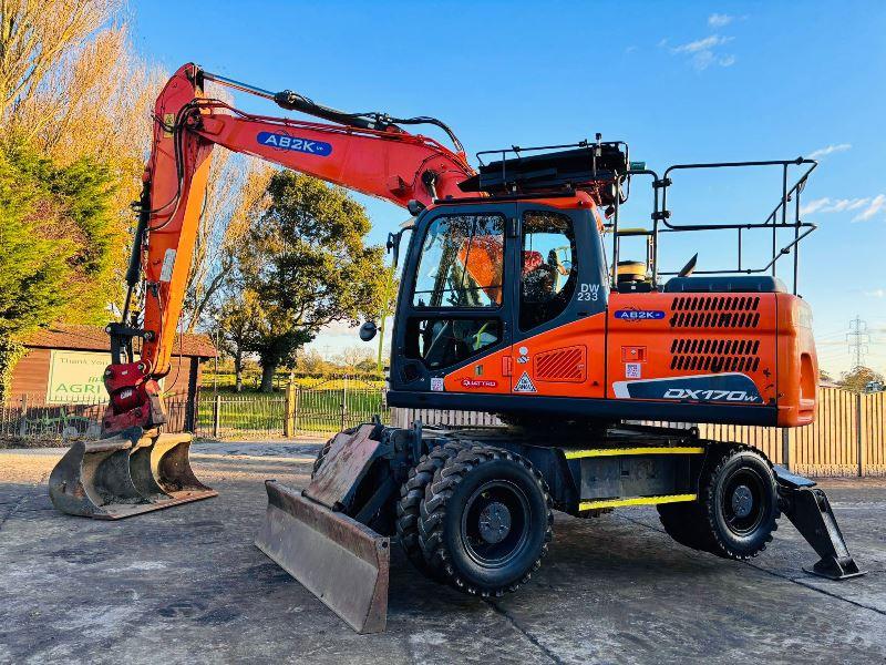 DOOSAN DX170W 4WD WHEELED EXCAVATOR *YEAR 2016* C/W HYDRAULIC TILITING QH *VIDEO*