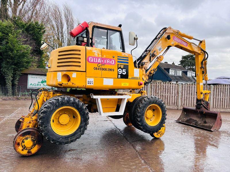 KOMATSU PW95R 4WD WHEELED EXCAVATOR C/W QUICK HITCH & RAILWAY GEAR *VIDEO*