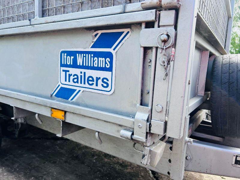 IFOR WILLIAMS LM125G DOUBLE AXLE DROP SIDE TRAILER C/W HIGH SIDED CAGE SIDES 