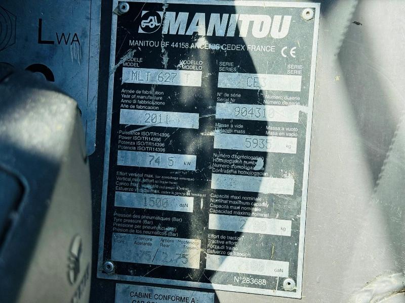 MANITOU MLT 627T TELEHANDLER*C/W PALLET TINES*YEAR 2011*VIDEO*
