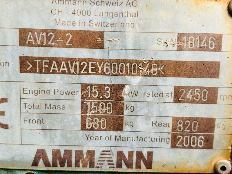 AMMANN AV12-2 VIBRATING DOUBLE DRUM ROLLER*C/W ROLL BAR*VIDEO*