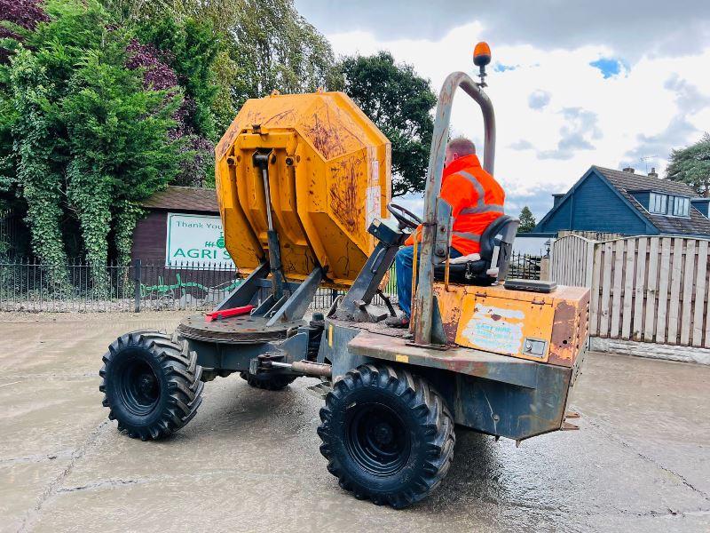 TEREX 3000 4WD SWIVEL TIP DUMPER C/W ROLE BAR & KUBOTA ENGINE *VIDEO*