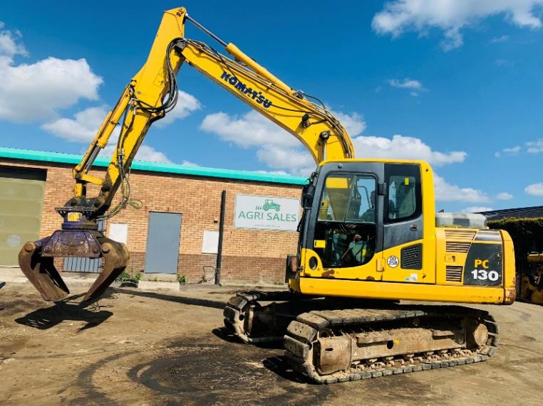 KOMATSU PC130-8 EXCAVATOR*C/W ROTATING SELECTOR GRAB*YEAR 2012*VIDEO*