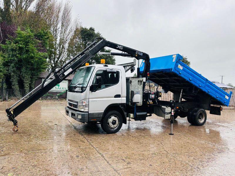 MITSUBISHI CANTER 7C18 4X2 TIPPER LORRY C/W HIAB CRANE *VIDEO*