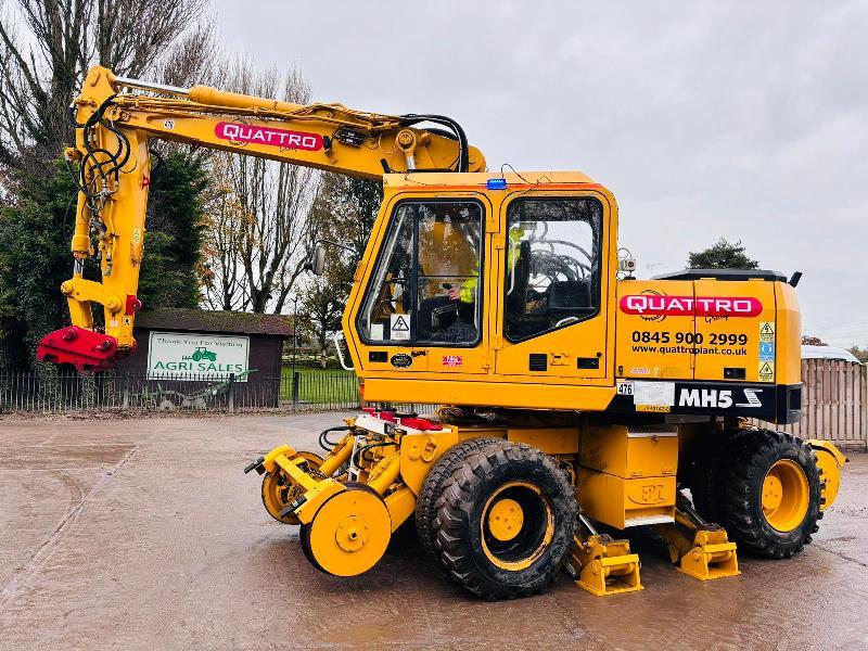 O&K MH5Z 4WD WHEELED EXCAVATOR C/W RAILWAY GEAR & 4 X SUPPORT LEGS *VIDEO*