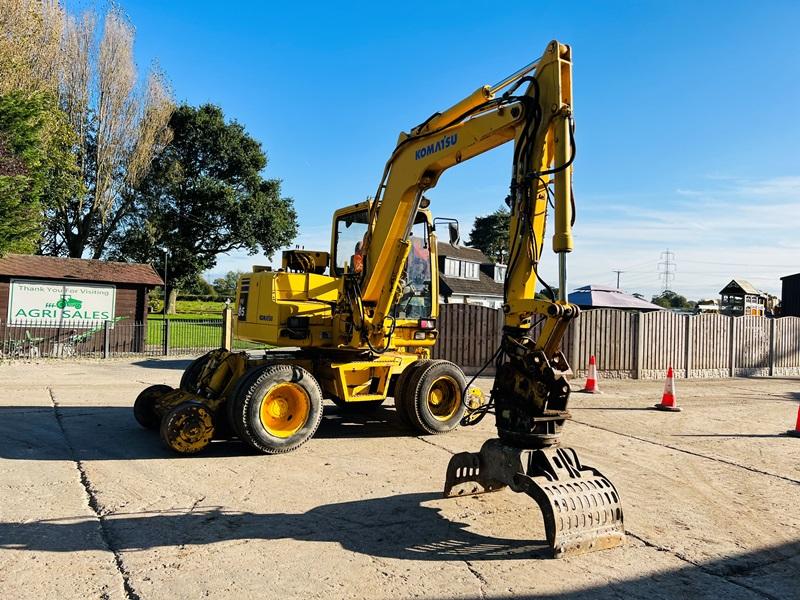 KOMATSU PW95 4WD WHEELED EXCAVATOR C/W 4WS & RAILWAY RUNNING GEAR *VIDEO*