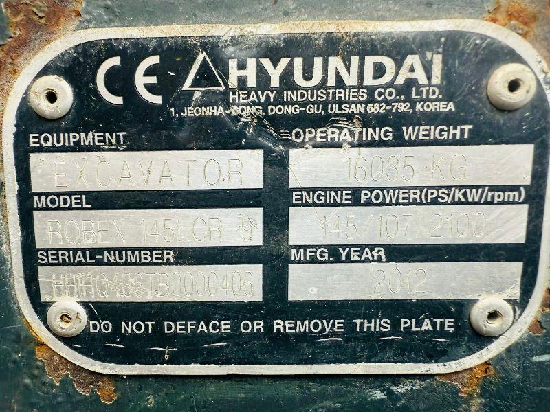 HYUNDAI ROBEX 145LCR-9 EXCAVATOR*C/W SELECTOR GRAB*YEAR 2012*VIDEO*