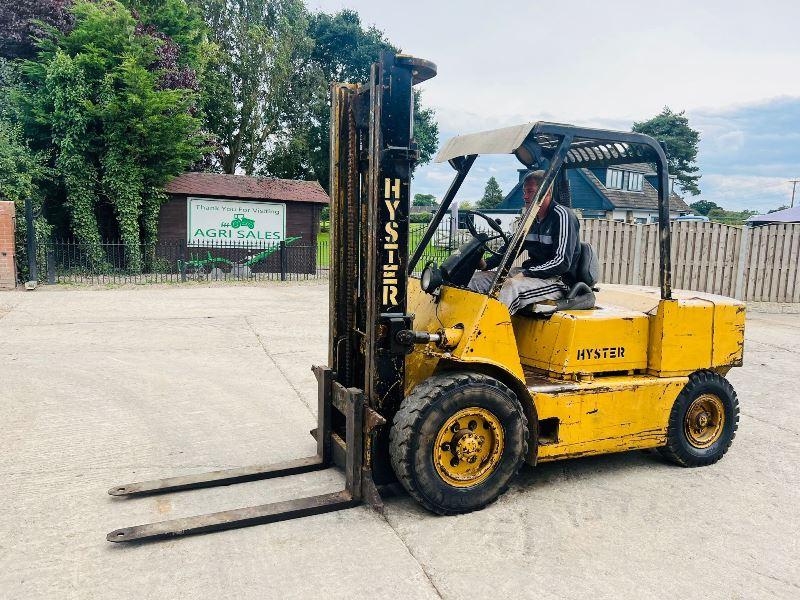 HYSTER DIESEL FORKLIFT C/W 2 STAGE MAST & PERKINS ENGINE *VIDEO*