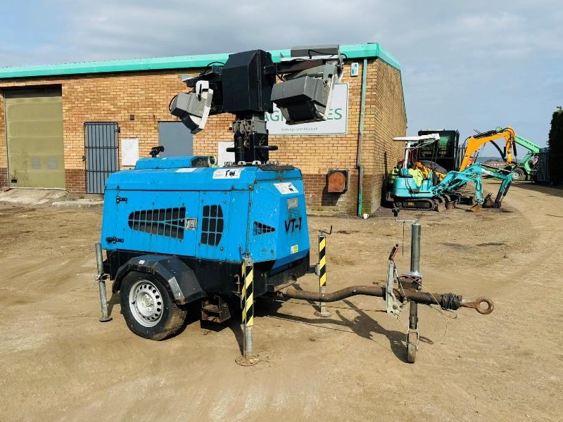 VT1 LIGHTING TOWER *C/W 3 CYLINDER KUBOTA ENGINE*VIDEO*