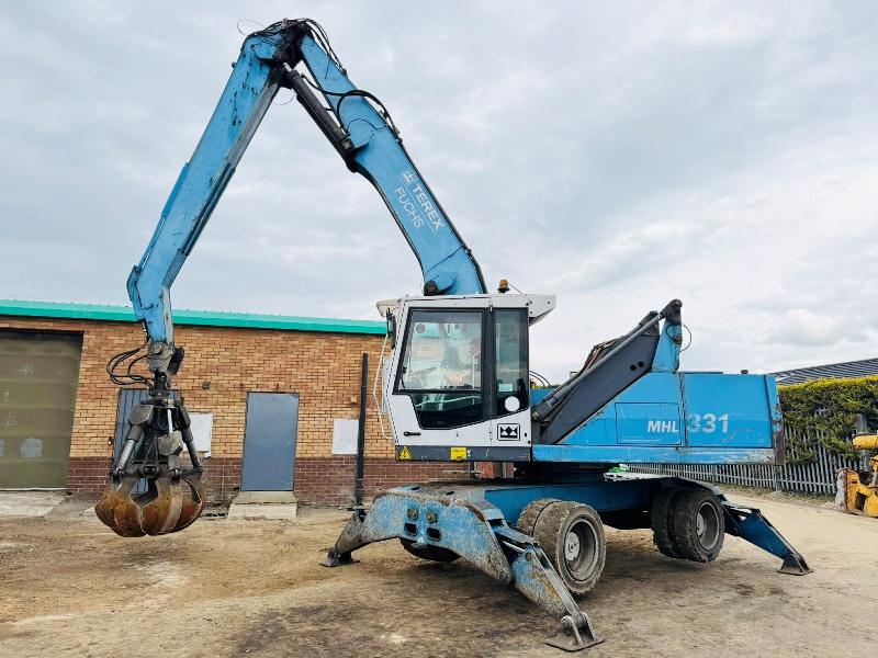 TEREX FUCHS MHL 331 HRC SCRAP HANDLER*C/W SCRAP GRAB*VIDEO*