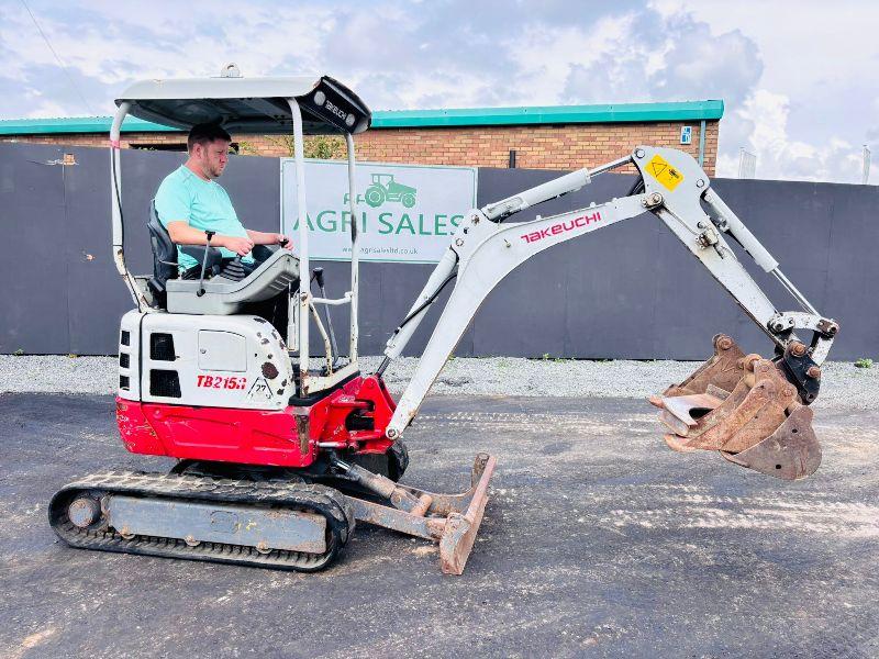 TAKEUCHI TB215R MINI EXCAVATOR*YEAR 2019*C/W 3 BUCKETS/RIPPER*VIDEO*
