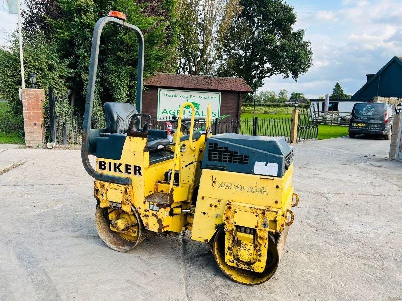 BOMAG BW80 ADH DOUBLE DRUM ROLLER C/W ROLE BAR *VIDEO*