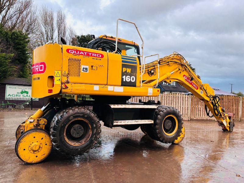KOMATSU PW160ES-7K 4WD WHEELED EXCAVATOR C/W QUICK HITCH & RAILWAY GEAR *VIDEO*