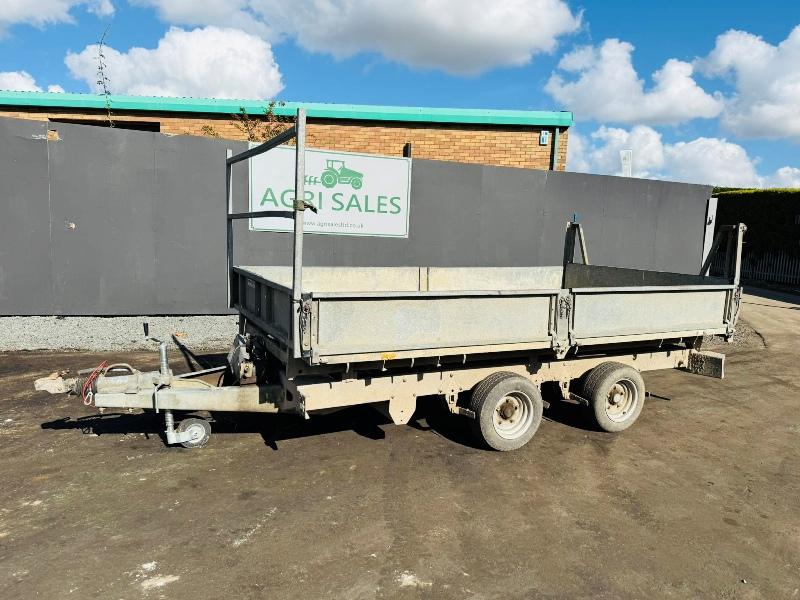 IFOR WILLIAMS TWIN AXLE 12FT 6 TIPPING TRAILER*C/W DETACHABLE SIDES*VIDEO*