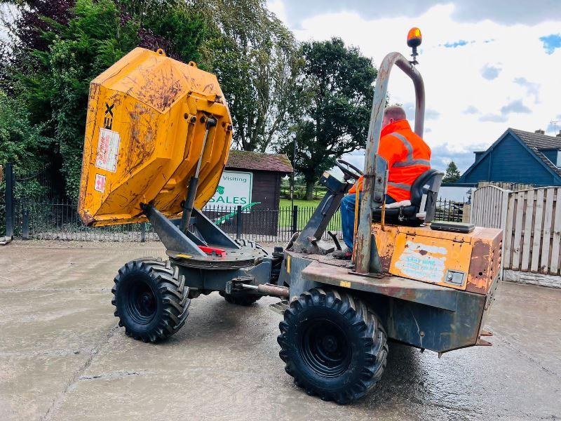 TEREX 3000 4WD SWIVEL TIP DUMPER C/W ROLE BAR & KUBOTA ENGINE *VIDEO*