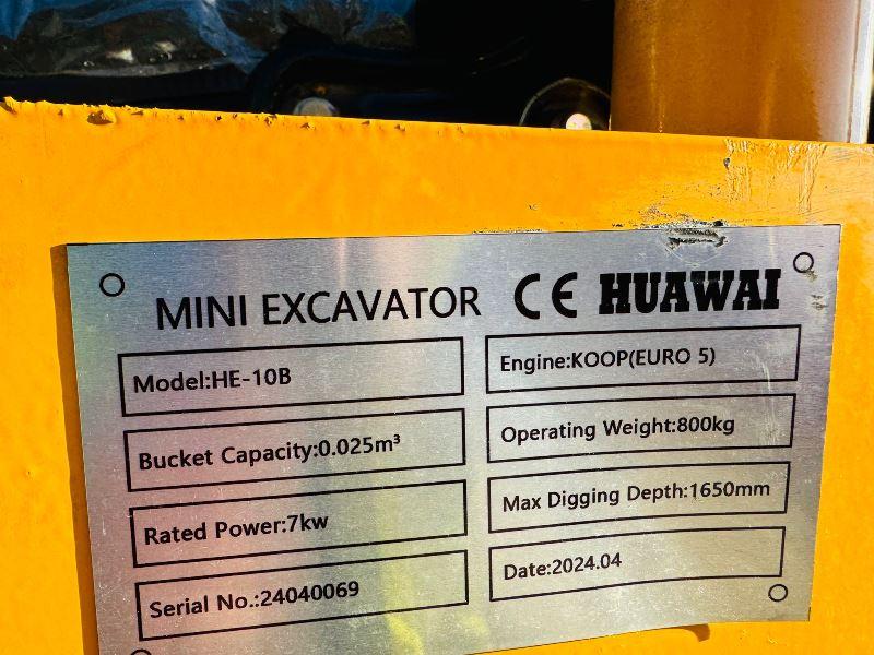 UNUSED HUAWAI HE-10B TRACKED EXCAVATOR *YEAR 2024* C/W ROLE FRAME *VIDEO*