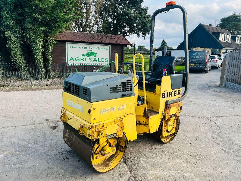 BOMAG BW80 ADH DOUBLE DRUM ROLLER C/W ROLE BAR *VIDEO*