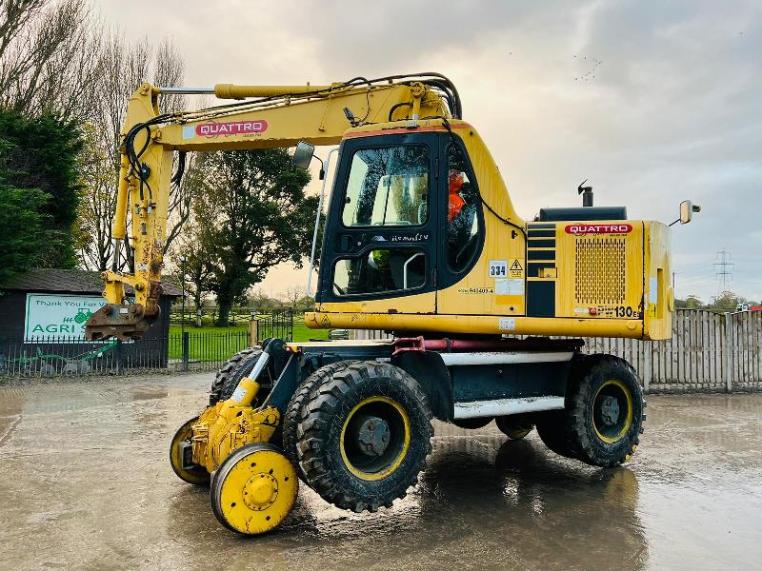 KOMATSU PW130ES-6K 4WD WHEELED EXCAVATOR C/W QUICK HITCH & RAILWAY GEAR *VIDEO*
