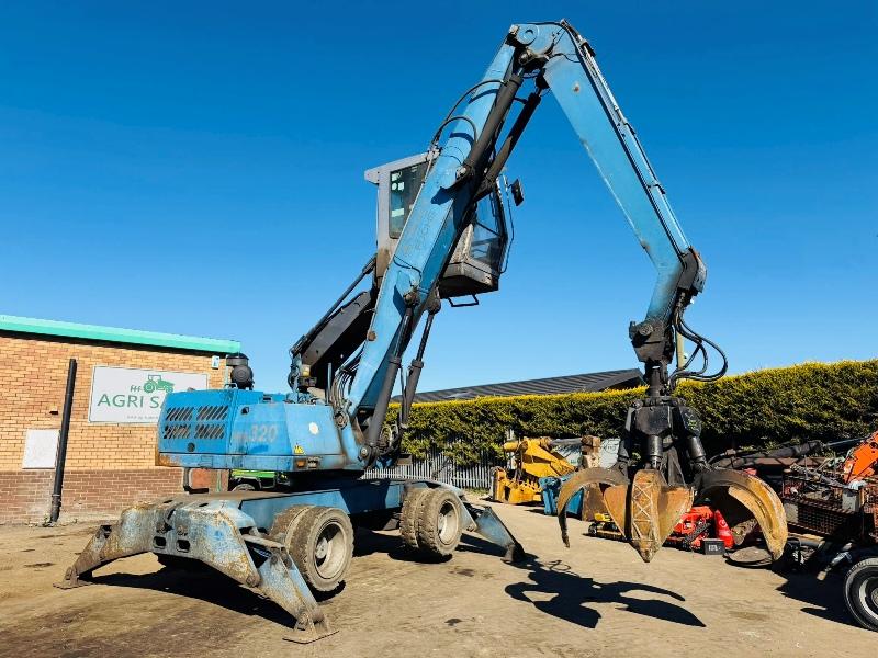FUCHS MHL 320 HIGH RISE SCRAP HANDLER*C/W ROTATING SCRAP GRAB*VIDEO*