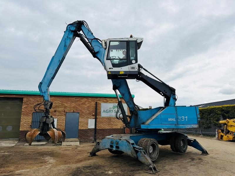 TEREX FUCHS MHL 331 HRC SCRAP HANDLER*C/W SCRAP GRAB*VIDEO*