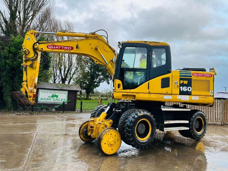 KOMATSU PW160ES-7K 4WD WHEELED EXCAVATOR C/W QUICK HITCH & RAILWAY GEAR *VIDEO*