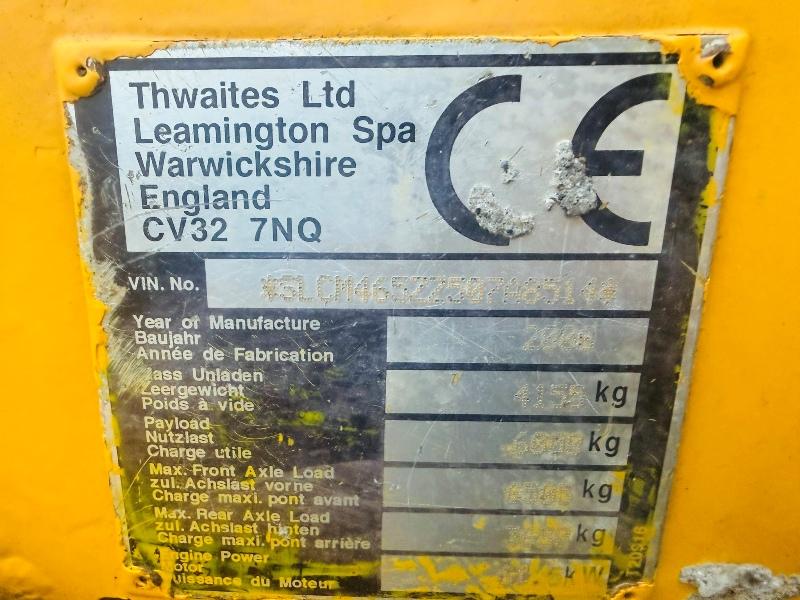 THWAITES 6 TONNE STRAIGHT TIP DUMPER*C/W SAFETY FRAME*VIDEO*