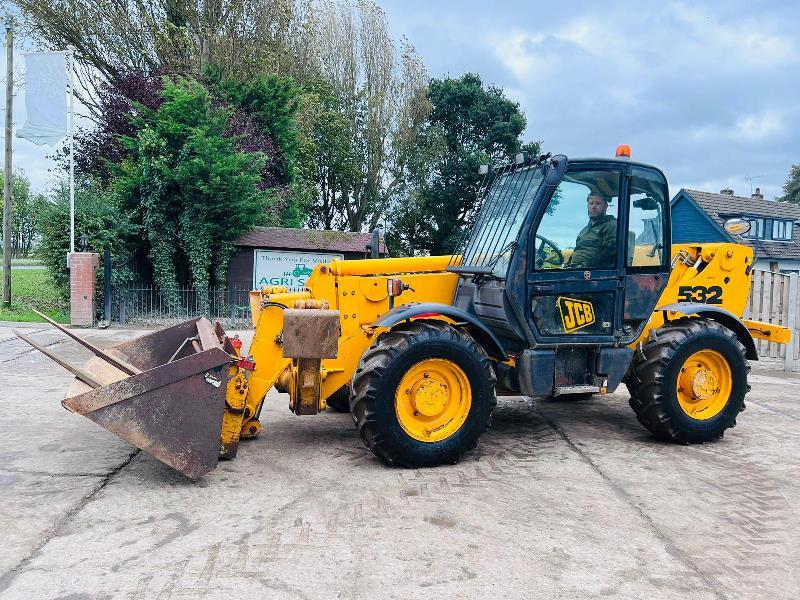 JCB 532-120 4WD TELEHANDLER *12 METERS, 7666 HOURS* C/W TINES & BUCKET *VIDEO*