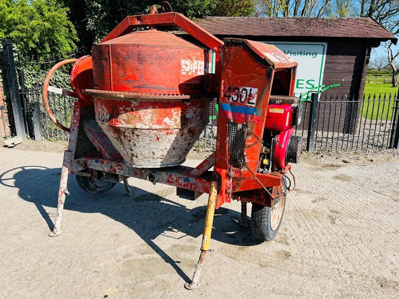 SUPER MIX 470L SINGLE AXLE CEMENT MIXER C/W YANMAR ENGINE 