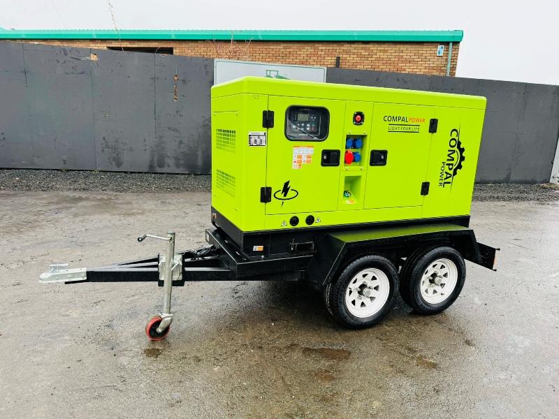 *BRAND NEW*COMPAL POWER VG-R30 41KVA GENERATOR TWIN AXLE TRAILER*VIDEO*