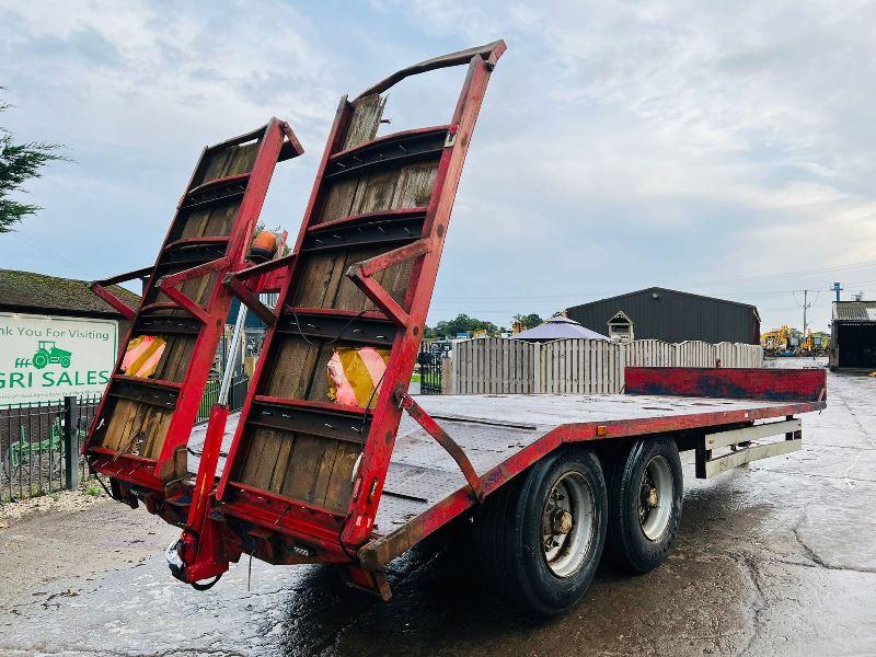 TWIN AXLE DRAG TRAILER * 23 FOOT LONG * C/W HYDRAULIC RAMPS *VIDEO*