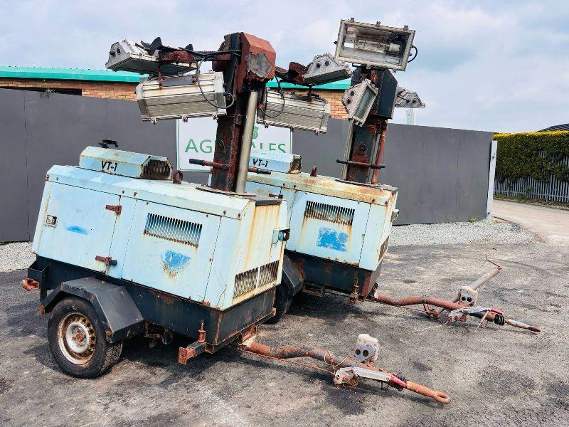 VT1 LIGHTING TOWERS *C/W 3 CYLINDER KUBOTA ENGINE*CHOICE OF 2*VIDEO*