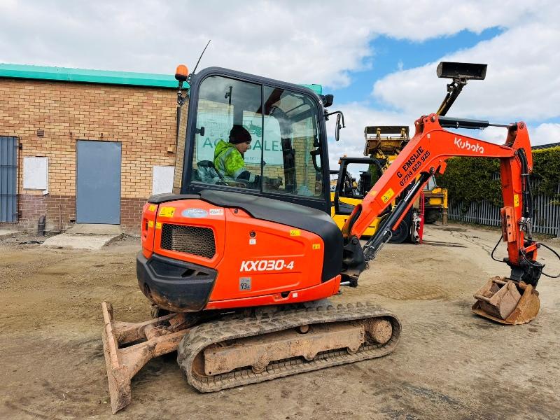 KUBOTA KX030-4 EXCAVATOR*C/W TILT BUCKET*2296 HOURS*YEAR 2019*VIDEO*
