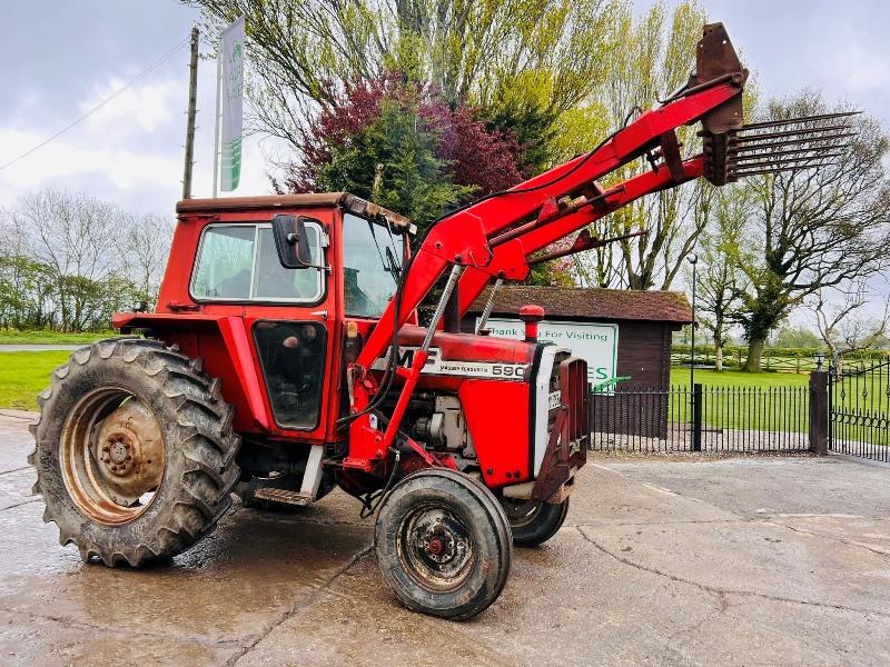 MASSEY FERGUSON MF590 TRACTOR C/W FRONT LOADER & MUCK FOLKS *VIDEO*