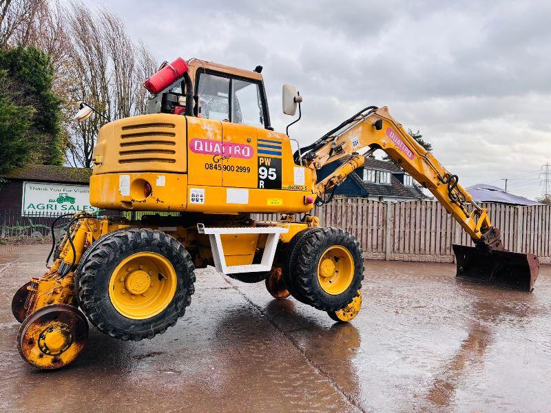 KOMATSU PW95R 4WD WHEELED EXCAVATOR C/W QUICK HITCH & RAILWAY GEAR *VIDEO*