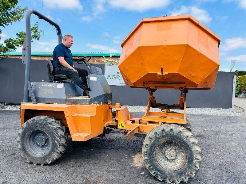 AUSA 400 AHG 4 TONNE SWIVLE TIP DUMPER *C/W ROLL BAR*VIDEO*
