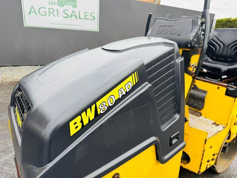 BOMAG BW 80AD-5 TANDEM ROLLER*YEAR 2015*C/W KUBOTA ENGINE*VIDEO*