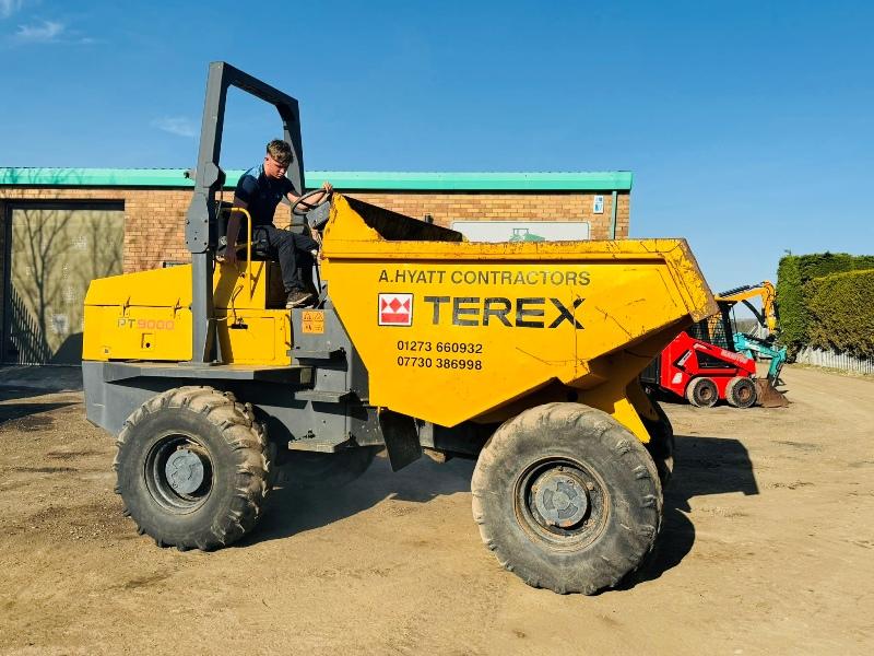 TEREX PT9000 9 TONNE STRAIGHT TIP DUMPER*C/W ROLL BAR*VIDEO*