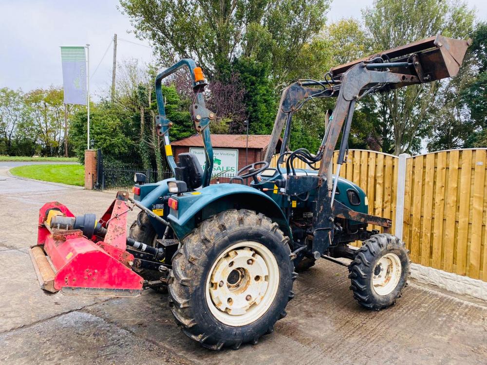 SHIRE 330 4WD TRACTOR LOADER 183 HOURS FLAIL MOWER, SPREDDER, HARROWS