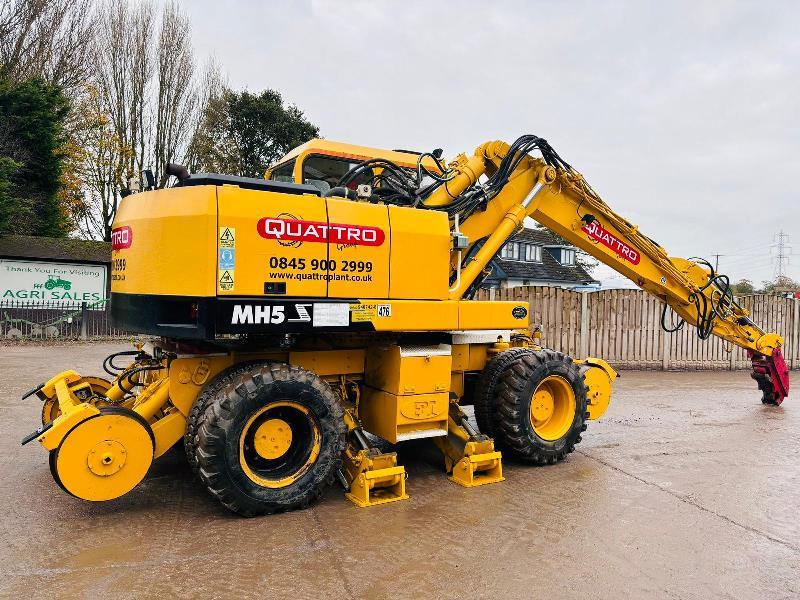 O&K MH5Z 4WD WHEELED EXCAVATOR C/W RAILWAY GEAR & 4 X SUPPORT LEGS *VIDEO*