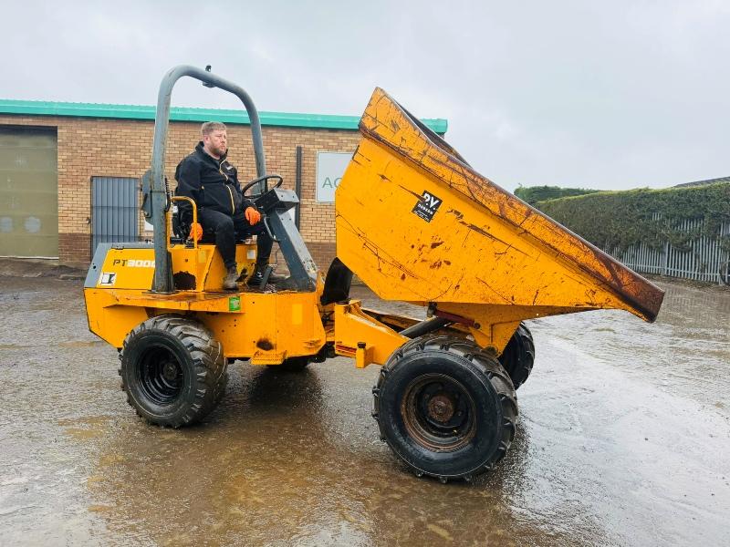 BENFORD PT3000 STRAIGHT TIP DUMPER*C/W KUBOTA ENGINE*VIDEO*