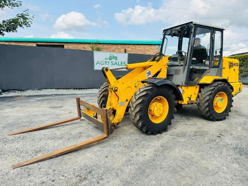 JCB 408 PIVOT STEER HANDLER *C/W LONG PALLET TINES*VIDEO*